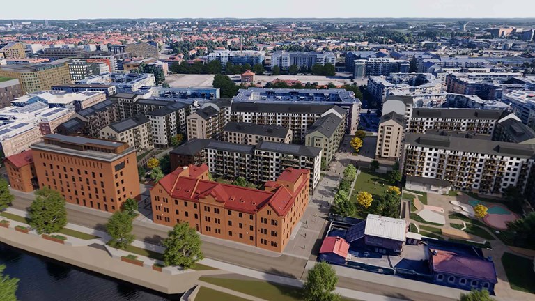 Bostadshus framfor vatten