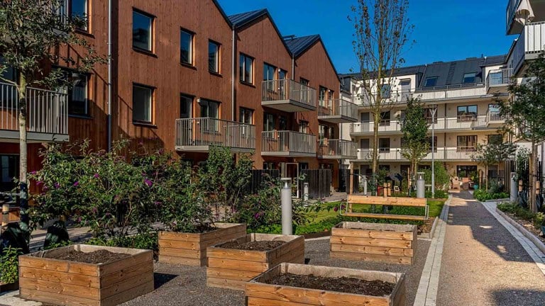 Innergård i projektet Valla i Sollentuna