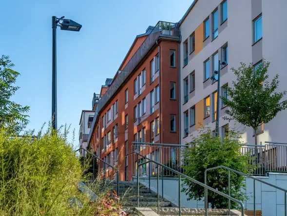 Exteriören av byggnader i Hammarby Sjöstad.